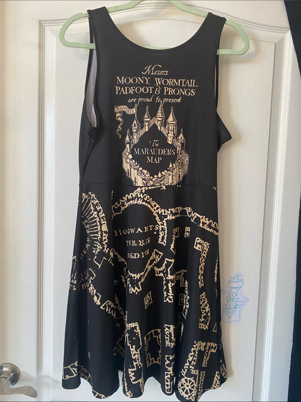 Warner Bros. Harry Potter Black Dress with Gold Marauder's Map Print